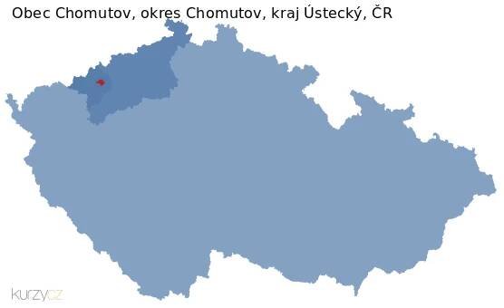 Mapa obce Chomutov, okresu Chomutov a kraje v ČR