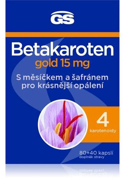 GS Betakaroten gold 15 mg kapsle pro podporu opálení