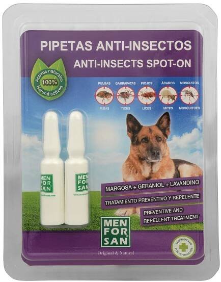 Menforsan Antiparazitní pipety pro psy (100% Natural Repellent Anti-parasite Spot on for Dogs) 2 x 1,5 ml