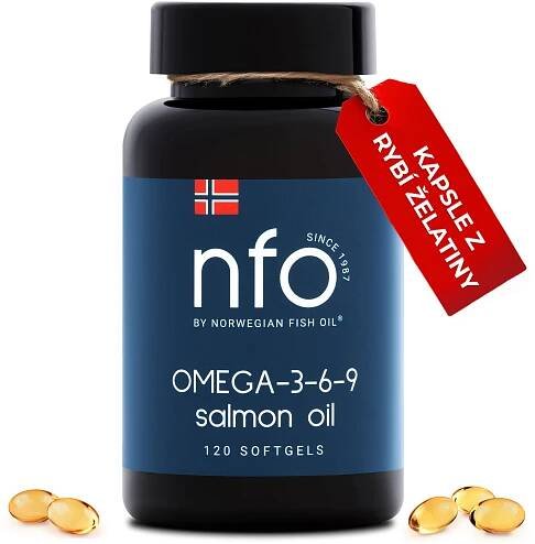 NFO OMEGA - 3 - 6 - 9 SALMON OIL, 120 kapslí z rybí želatiny
