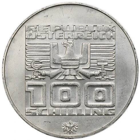 Rakousko, 100 šilinků 1976 Olympijské hry Innsbruck