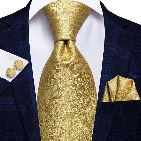 Hi-Tie Nová módní pánská kravata Business kravata Hanky Manžetové knoflíčky Kravata Set