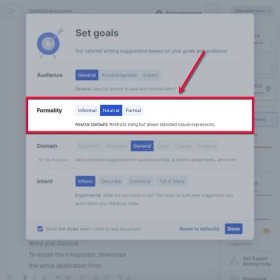 Setting a Grammarly formality goal