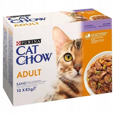 Purina Cat Chow Jehněčí a zelené fazole sáčky 10x85 g
