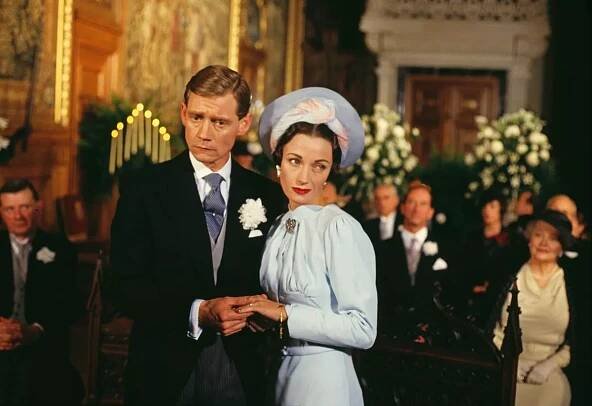 British actor Anthony Andrews plays King Edward VIII and British actress Jane Seymour plays Wallis Simpson in  'The Woman He Loved', released 1988