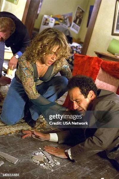 Mr. Monk and the Earthquake " Episode 11 -- Pictured: Bitty Schram as Sharona Fleming, Tony Shalhoub as Adrian Monk--