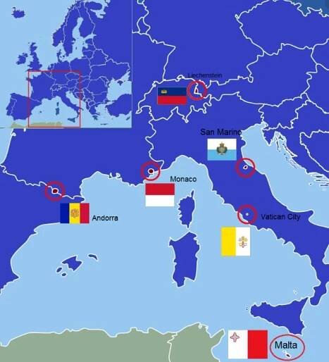 Nejmenší státy v Evropě na mapě který stát Evropy má nejmenší rozlohu