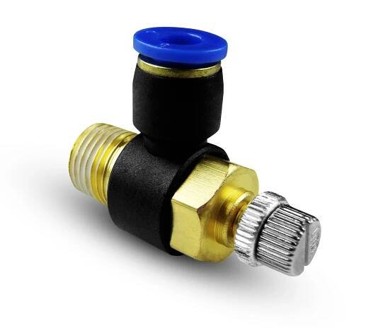 Škrtící ventil, rohový M5 hadice 4mm SL04-M5