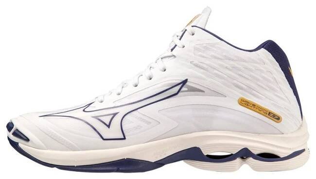 Boty Mizuno WAVE LIGHTNING Z7 MID White Blue Ribbon MP Gold (Velikost 51)