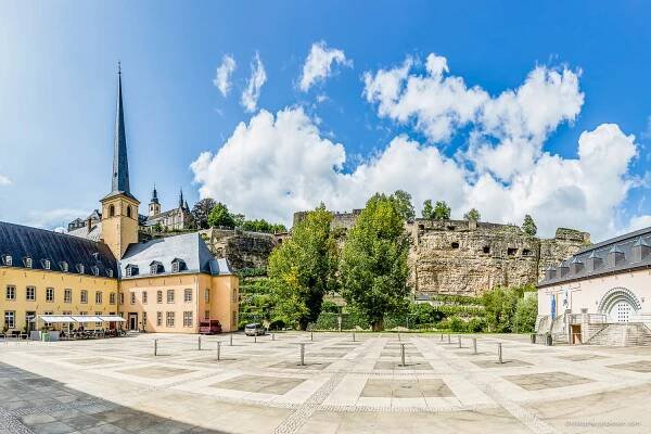 Summer in Luxembourg - The abbey of Neumunster and the ancient Casemates in the Grund neighbourhood in Summer in Luxembourg - Sunshine Plaza