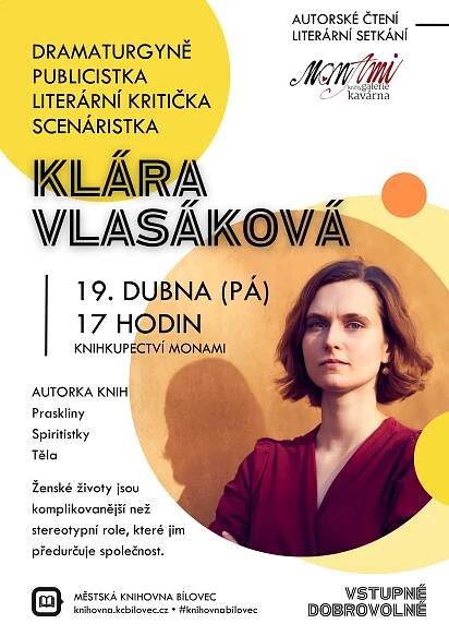 KLÁRA VLASÁKOVÁ — literární setkání v knihkupectví... | aktuálně | Městská knihovna Bílovec 