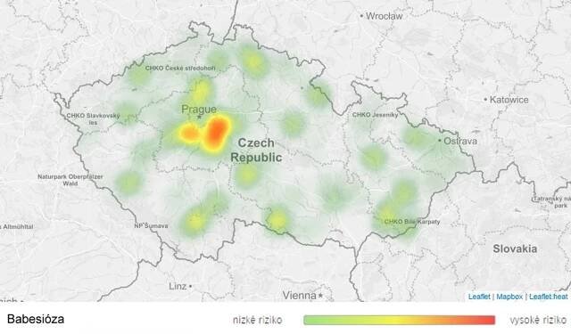 Mapa aktivity klíšťat na území České republiky - Babesióza - GALERIE: Mapy aktivity klíšťat na území České republiky (4/7)