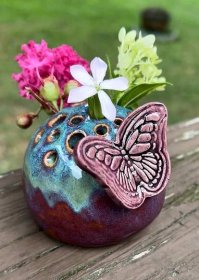 Ceramic Posey Pot with Purple Butterfly
