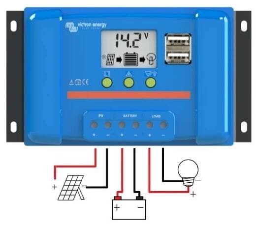 Victron PWM regulátor BlueSolar-LCD&USB 30A / 12/24V / USB | Mironet.cz