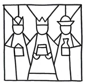 Šablona Tří králů k  vybarvení slupovacími barvami 2