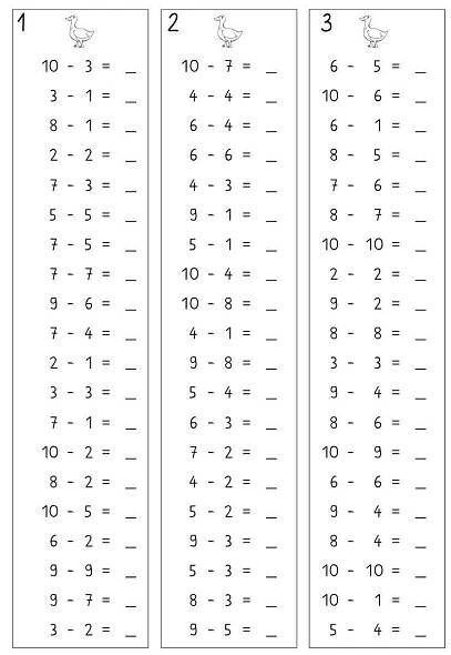 Printable Subtraction Worksheet in 2022 | Kopfrechnen, Vorschulrechnen, Nachhilfe mathe in 2025 | Kopfrechnen, Matheaufgaben für vorschulkinder, Mathe für erstklässler