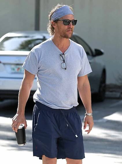 Matthew McConaughey seen dressed casually as he arrives at a studio in Miami to prep for his new movie 'Beach Bum'