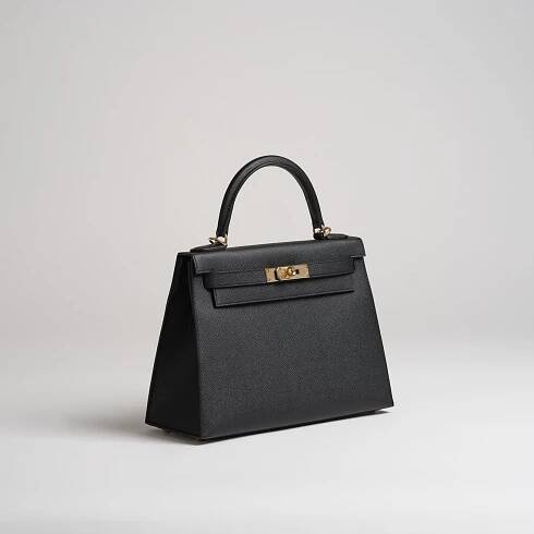 Hermès 28cm Kelly Sellier black epsom permabrass hardware