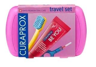 Domácí spotřebič Curaprox Travel set stejnobarevný mix náhradních hlavic magenta 2 ks Příchuť: Gin Tonic + kaki