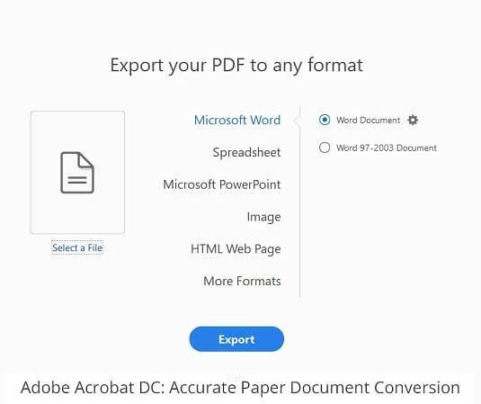 adobe acrobat dc accurate paper document conversion