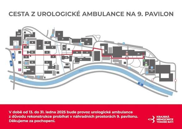 Urologická ambulance je dočasně přesunutá na 9. pavilon • Krajská nemocnice T. Bati, a. s. 