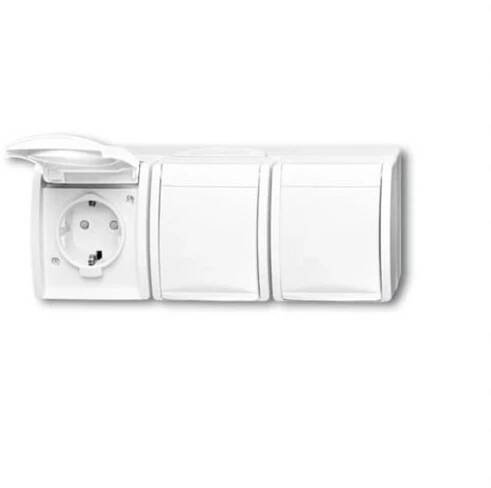 ABB 2CKA002084A0724 3násobný zásuvka s ochranným kontaktem IP44 čistě bílá (RAL 9010), bílá