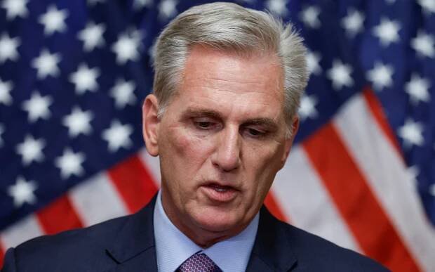 Former House Speaker Kevin McCarthy speaks to reporters after he was ousted from the position in Washington