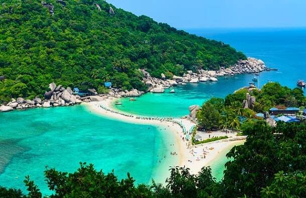 Oddělené moře v Koh Nang Yuan, Thajsko. stock fotka