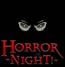 Horor Night písmo logo s hrůzostrašné oči ilustrace — Ilustrace