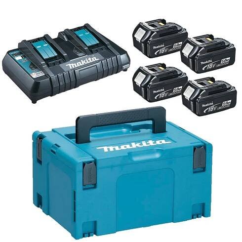 MAKITA 197626-8 sada baterie 4xBL1850B + dvojnabíječka DC18RD + Makpac 3