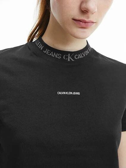 Calvin Klein Jeans dámské černé tričko LOGO INTARSIA TEE č.3
