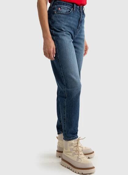 BIG STAR DÁMSKÉ DŽÍNY MOM JEANS TMAVĚ MODRÉ SILLA 515 W27 L32 Barva modrá