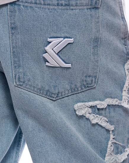 Džíny Karl Kani OG Baggy Five Pocket Paintsplatter Denim Bleached blue/white