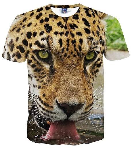 Luxusní HARD 3D Potisk Tričko LEOPARD -XXL