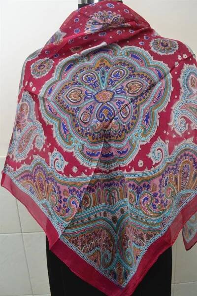 Printed Silk Square Pashmina Scarves | Bandhanas | Pareos
