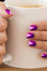 Purple Pink Geometric Nails