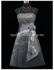 Stříbrné šedé krátké společenské šaty na ples 42-44