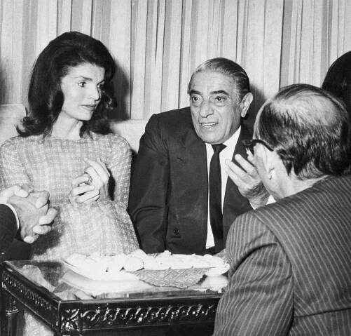 Black and White Photo of Aristotle and Jacqueline Kennedy Onassis at Party May 1972