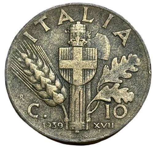 ✅Itálie 10 centesimi 1939 - Král Viktor Emanuel III. (1900 - 1946) - Numismatika