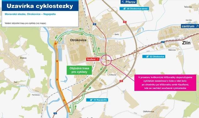 Dva roky bez vytížené cyklostezky. Objížďka mezi Napajedly a Otrokovicemi povede po hlavní silnici - Zdopravy.cz