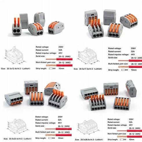 Rychlospojky elektrické spojky kabelové lanko drát sada Průřez žíly 0.08–4 mm²