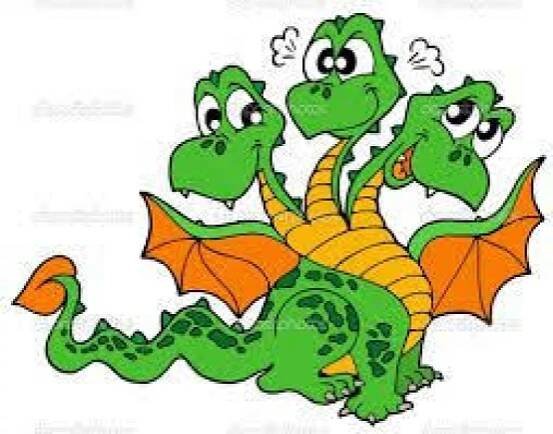 three green cartoon dragon with orange wings and two smaller ones sitting on top of each other