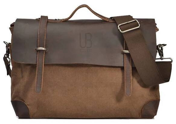 Leather shoulder bag and textile URBAN London Brown