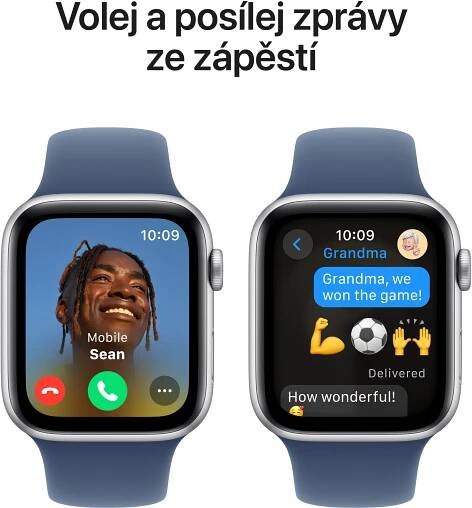 Apple Watch SE 40mm Stříbrný hliník s denimovým sportovním řemínkem - S/M