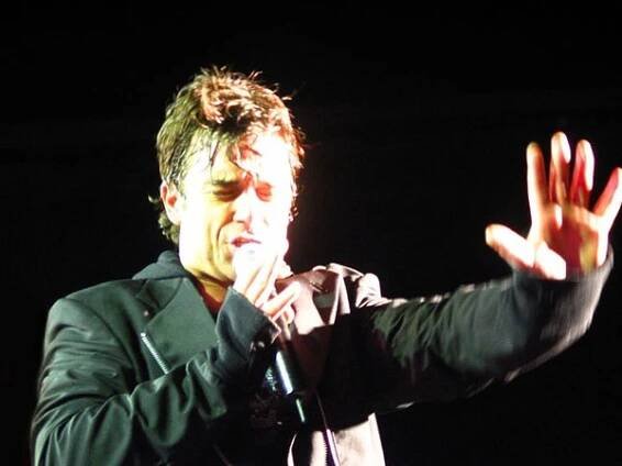 Robbie Williams during a performance in Sydney, Australia.