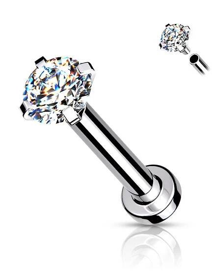 Piercing do brady / cartilage / tragus (1,2 x 6 mm, kamínek 3 mm)