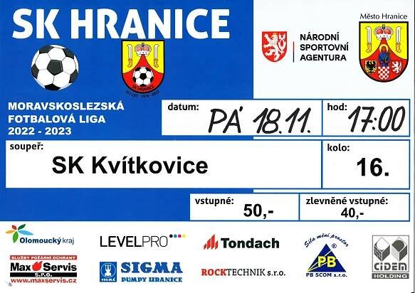 Fotbal SK Hranice – SK Kvítkovice ~ Kultura Hranice
