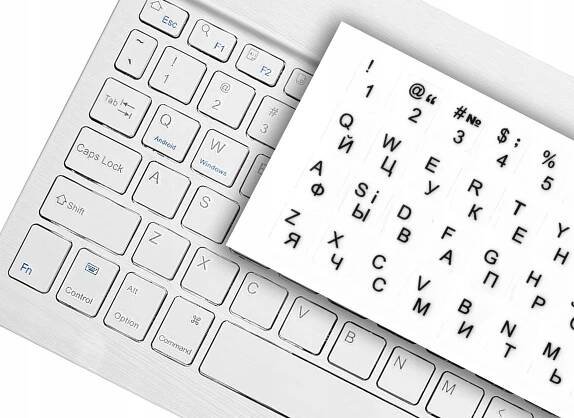 SAMOLEPKY NA KLÁVESNICI QWERTY NOTEBOOKU PC UKRAJINSKÉ NÁLEPKY PÍSMENA CYRILICA Stav balení originální