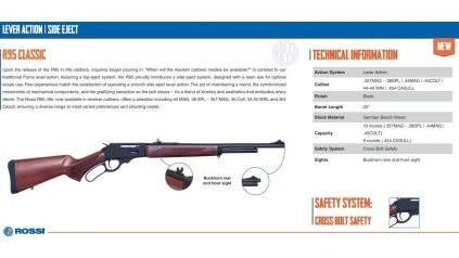 Puška opak. Rossi, Model: R95 Classic, Ráže: .44 Mag, hl: 20" (508mm), 10 ran, černá