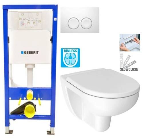 GEBERIT DuofixBasic s bílým tlačítkem DELTA21 + WC JIKA LYRA PLUS RIMLESS + SEDÁTKO DURAPLAST SLOWCLOSE 458.103.00.1 21BI LY2